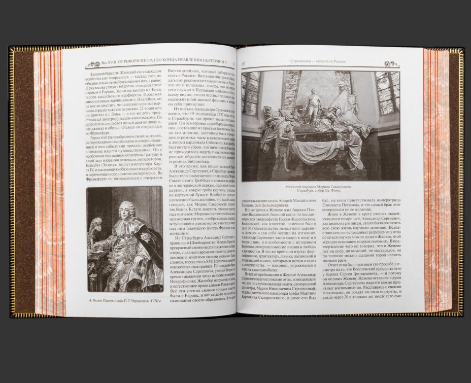 Книга в кожаном переплете "История российского купечества", бумага, кожаный переплет, тиснение, золочение, обрез с принтом, в бархатной подарочной упаковке