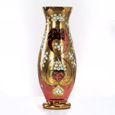 Ваза интерьерная, украшенная лепным цветочным декором, Bohemia Crystal (Bohemia Glass)