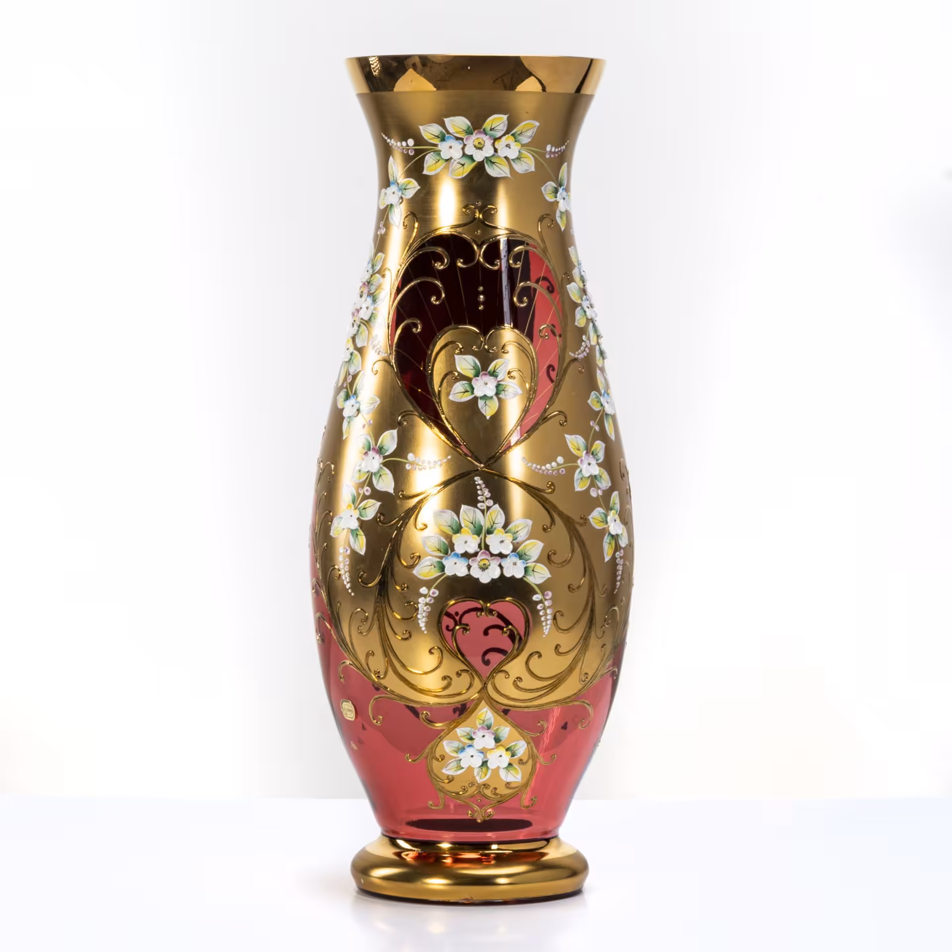 Ваза интерьерная, украшенная лепным цветочным декором, Bohemia Crystal (Bohemia Glass)