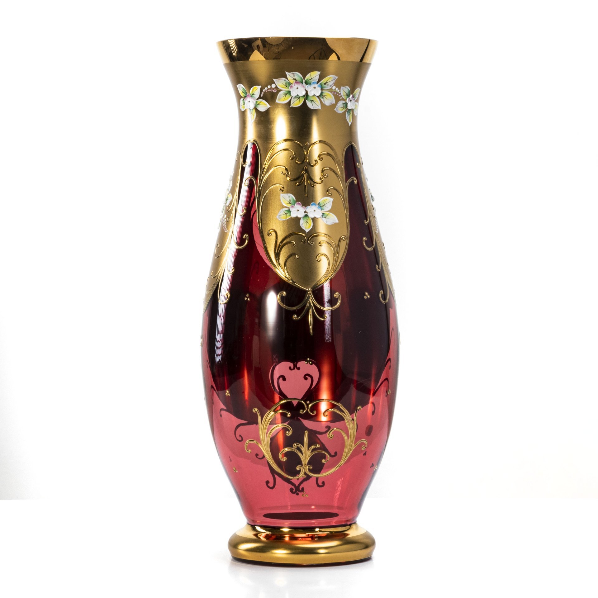 Ваза интерьерная, украшенная лепным цветочным декором, Bohemia Crystal (Bohemia Glass)