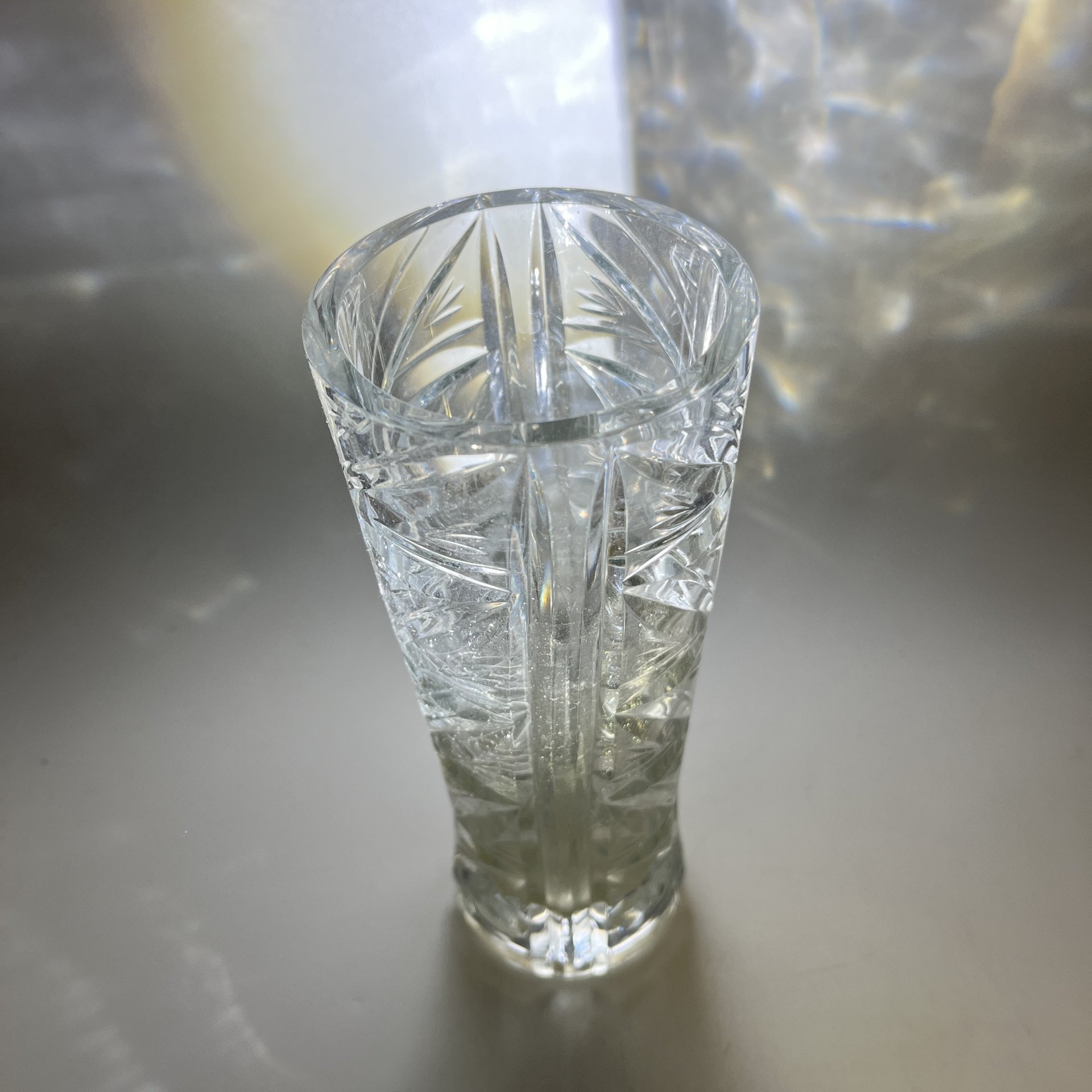 Вазочка с геометрическим декором, хрусталь, пресс, СССР, 1970-1990 гг.