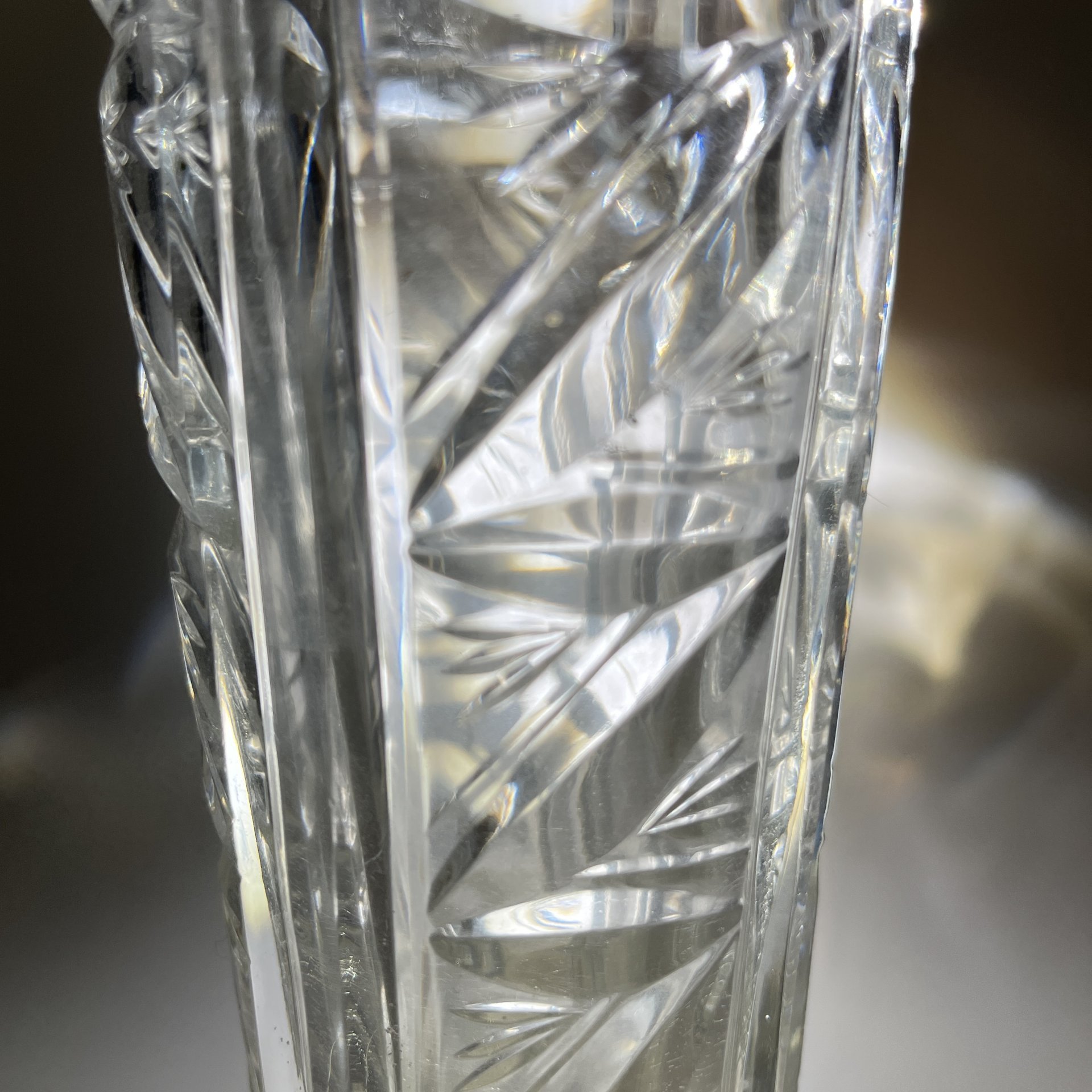 Вазочка с геометрическим декором, хрусталь, пресс, СССР, 1970-1990 гг.