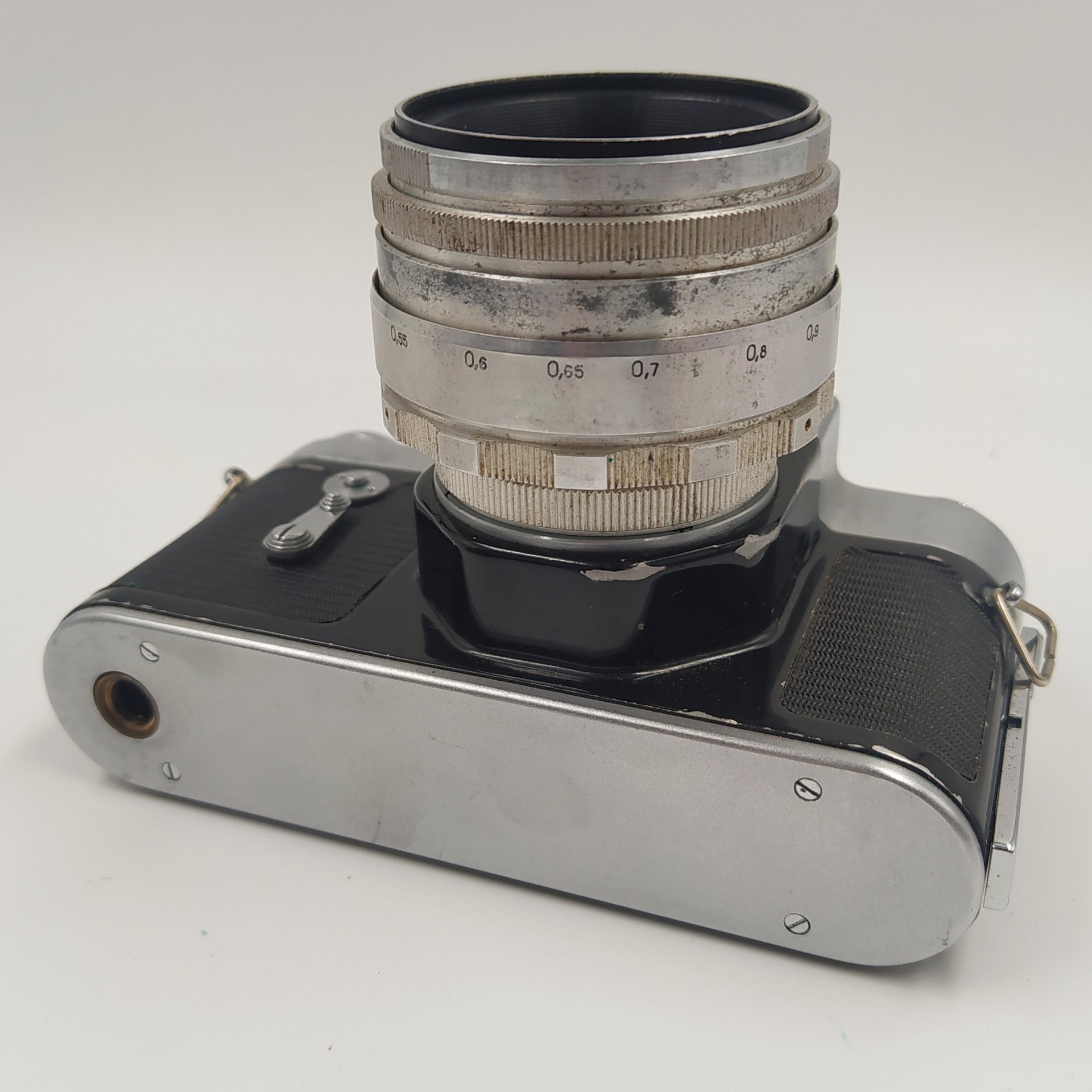 Фотоаппарат "Зенит 3-М" с объективом "Гелиос-44 в кофре, металл, стекло, пластик, кожа, Красногорский механический завод (КМЗ), СССР, 1965 г.