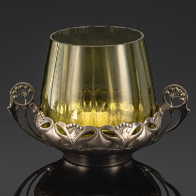 Ваза в стиле Ар Нуво, латунь, серебрение, стекло, Württembergische Metallwarenfabrik (WMF), Германия, 1900-1910 гг.