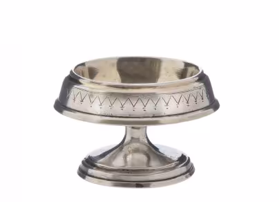Солонка с орнаментом по бортику, серебро (875 пр.), СССР, 1954-1958 гг.