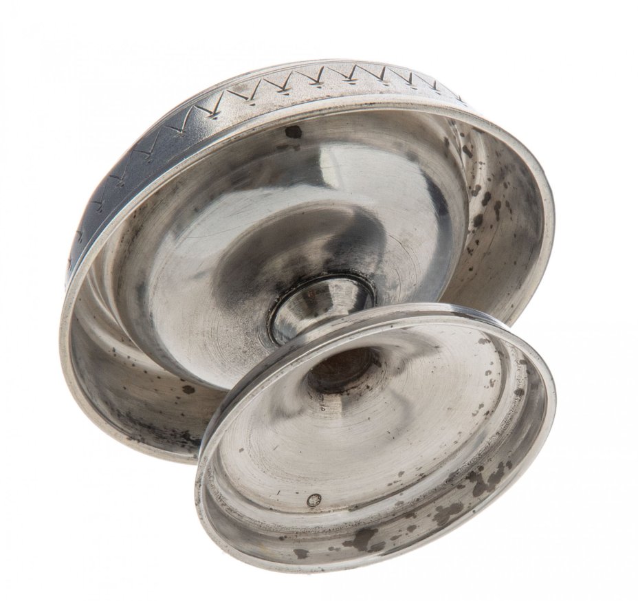 Солонка с орнаментом по бортику, серебро (875 пр.), СССР, 1954-1958 гг.