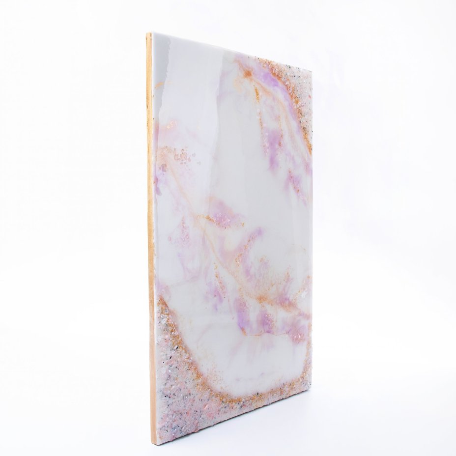 Панно настенное "Весна",  авторская ручная работа в технике Resin Art, глянцевое 3D покрытие, натуральный камень, стекло, Россия, 2021 г.