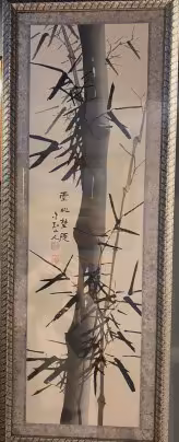 Картина "Бамбук", бумага, тушь, стекло, Китай, 1980-1990 гг.