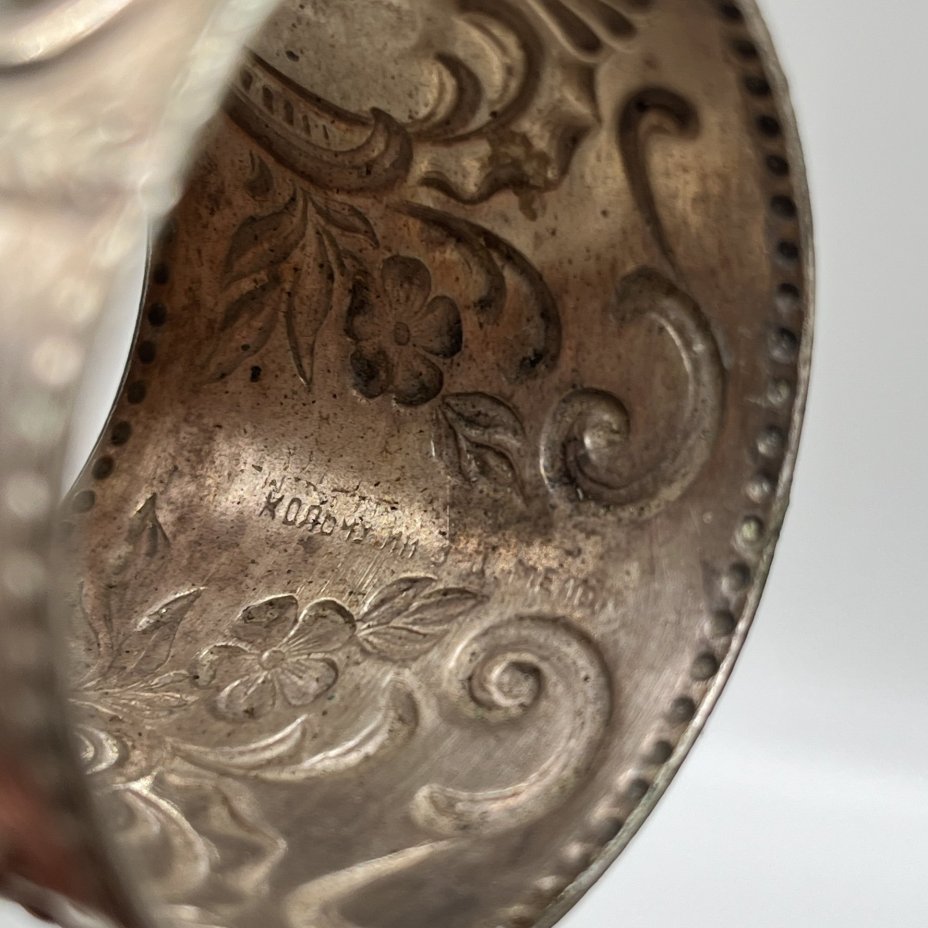 Кольцо для салфеток с растительным декором, мельхиор (медь-никель), Кольчугинский завод цветных металлов, СССР, 1950-1960 гг.