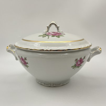 Супница/терина, украшенная изображением розы, фарфор, деколь, золочение, Kahla, ГДР, 1968-1987 гг.