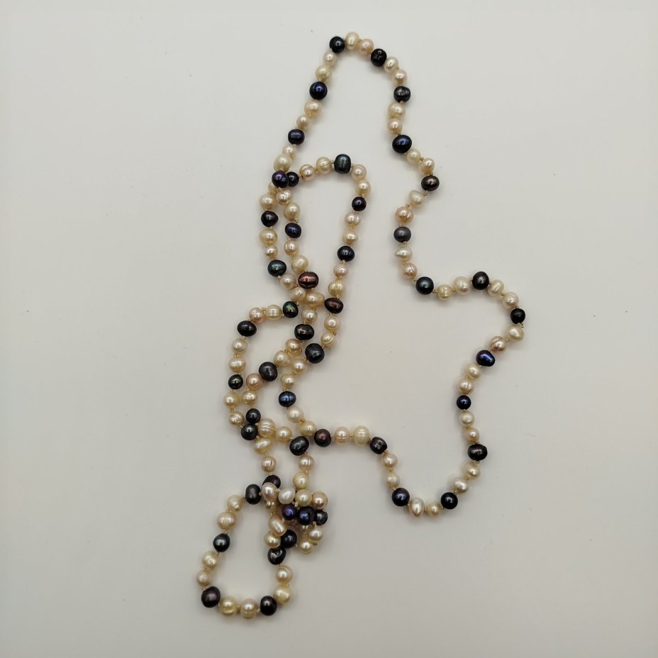 Бусы винтажные, ткань, речной жемчуг, Азия, 2000-2010 гг.