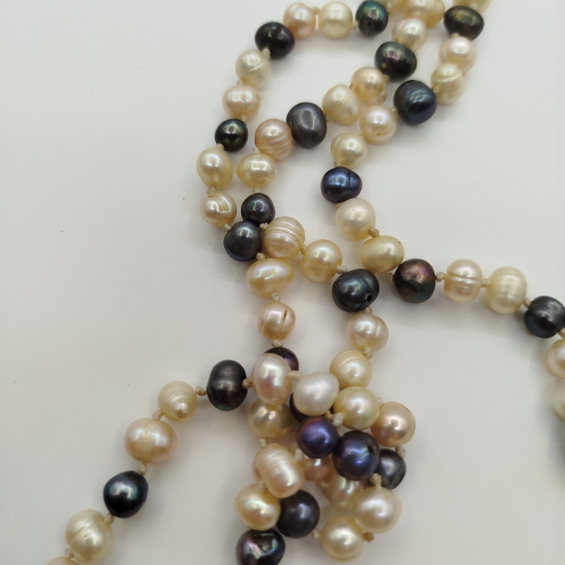 Бусы винтажные, ткань, речной жемчуг, Азия, 2000-2010 гг.