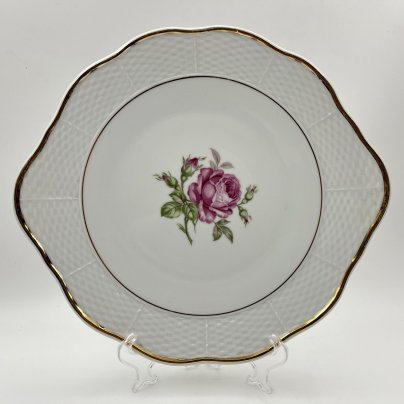 Блюдо с изображением розы, фарфор, деколь, золочение, Thun (Тун), Чехословакия, 1970-1992 гг.