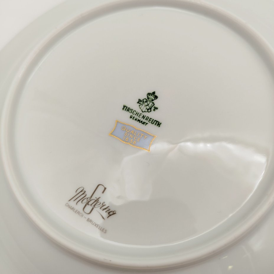 Набор глубоких (суповых) тарелок с растительным декором на 6 персон, серия "Charleroi-Bruxelles", фарфор, золочение, Tirschenreuth, Германия, 1969-1990 гг.