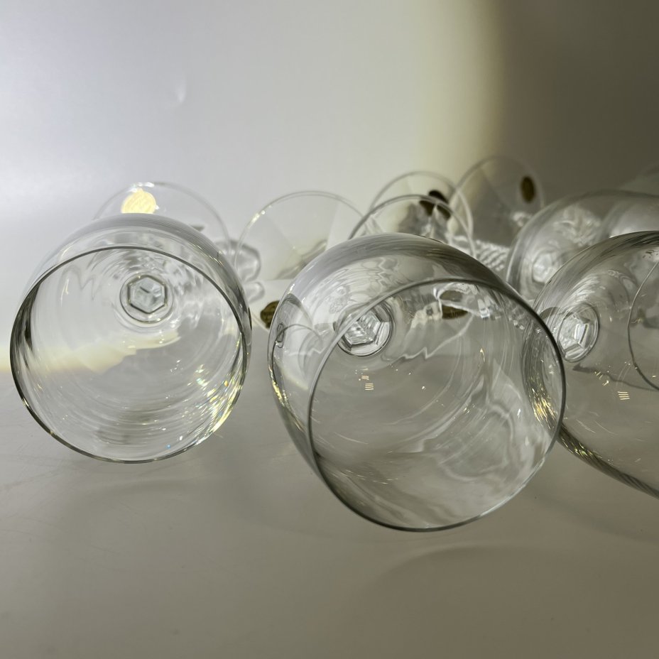 Набор из 6 бесцветных бокалов для вина, "Bohemian glass"