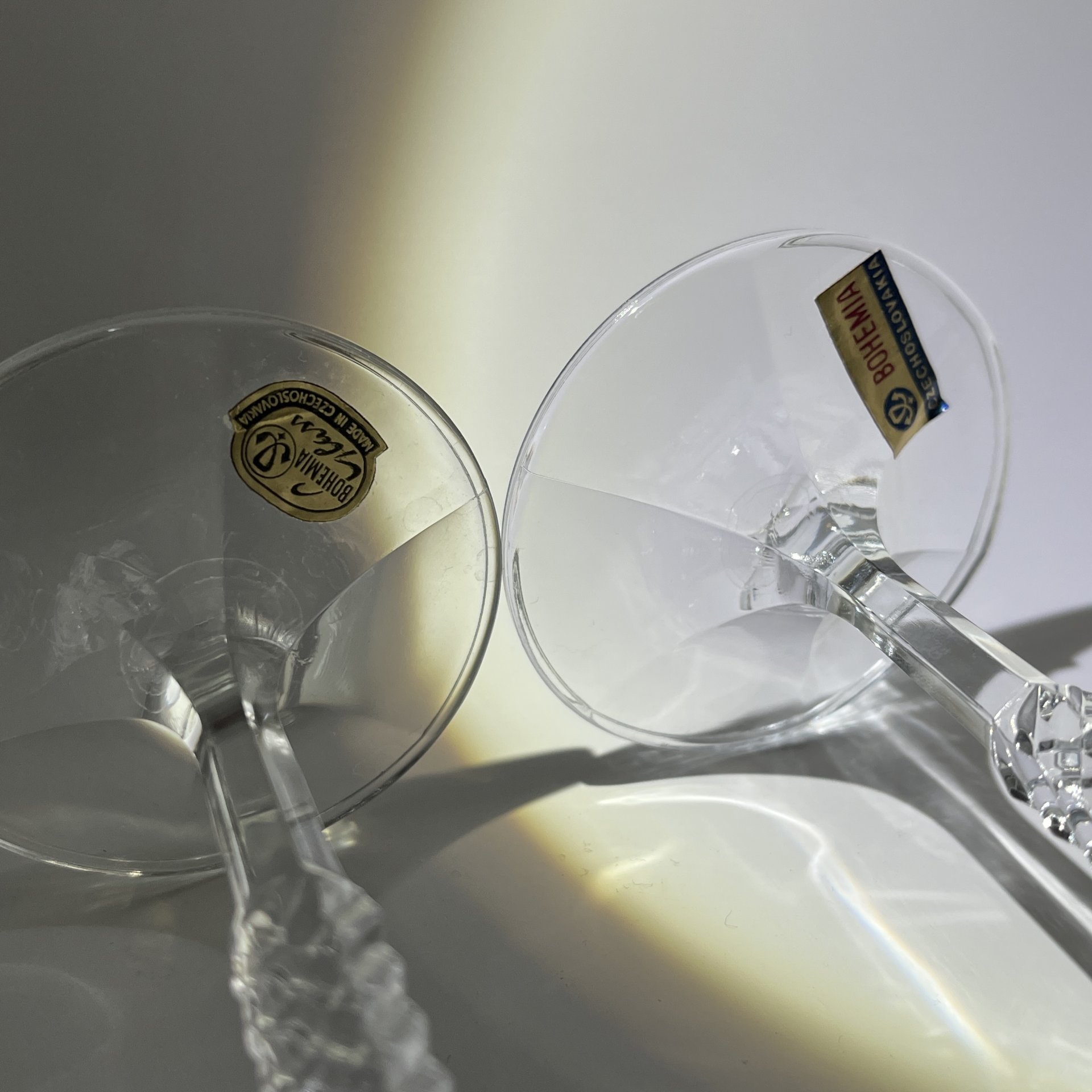 Набор из 6 бесцветных бокалов для вина, "Bohemian glass", хрусталь, Чехословакия, 1970-1990 гг.