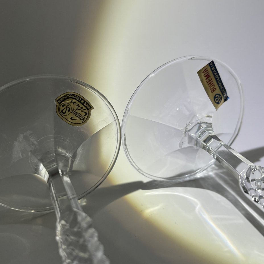 Набор из 6 бесцветных бокалов для вина, "Bohemian glass"