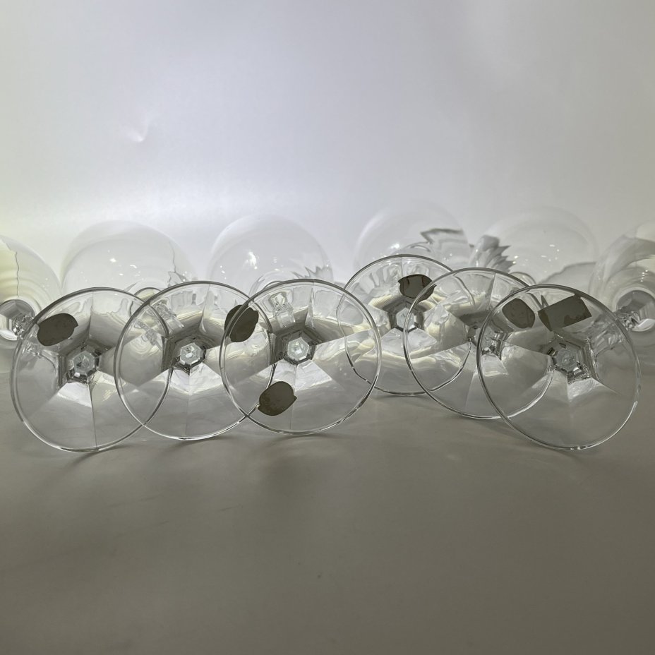 Набор из 6 бесцветных бокалов для вина, "Bohemian glass"