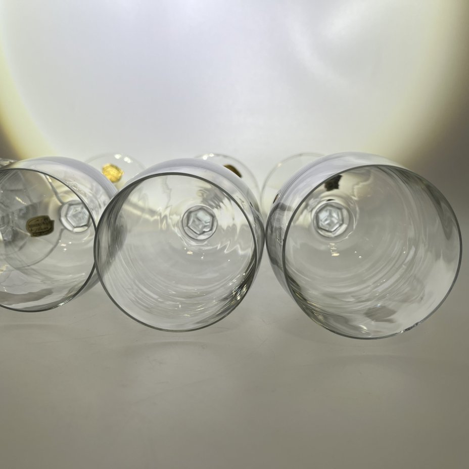 Набор из 6 бесцветных бокалов для вина, "Bohemian glass"