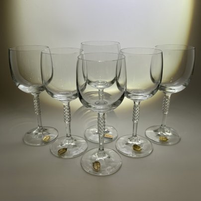 Набор из 6 бесцветных бокалов для вина, "Bohemian glass"