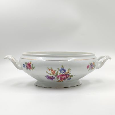 Супница (кашпо) с цветочным декором, фарфор, деколь, золочение, Tielsch Walbrzych, Польша, 1970-1990 гг.