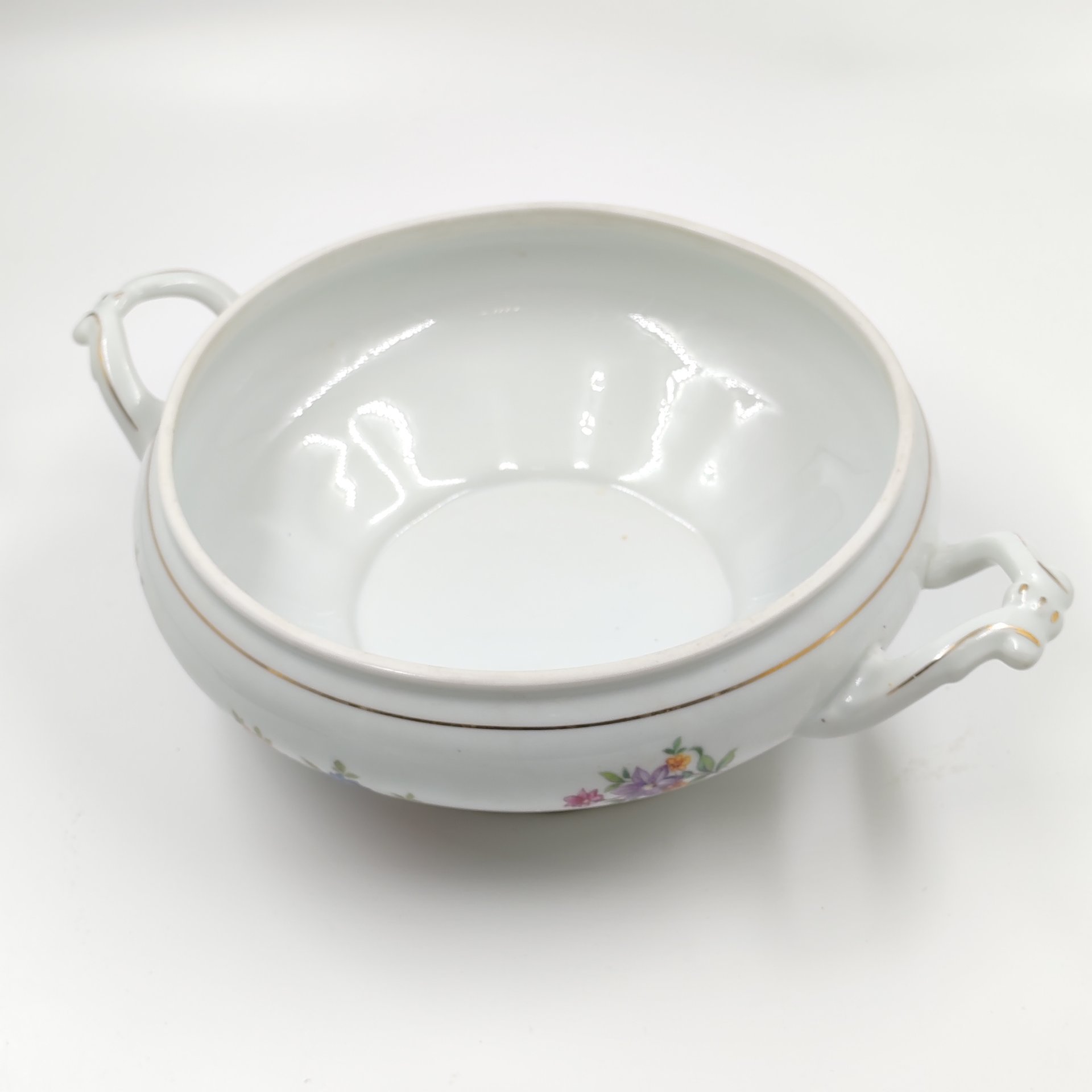 Супница (кашпо) с цветочным декором, фарфор, деколь, золочение, Tielsch Walbrzych, Польша, 1970-1990 гг.