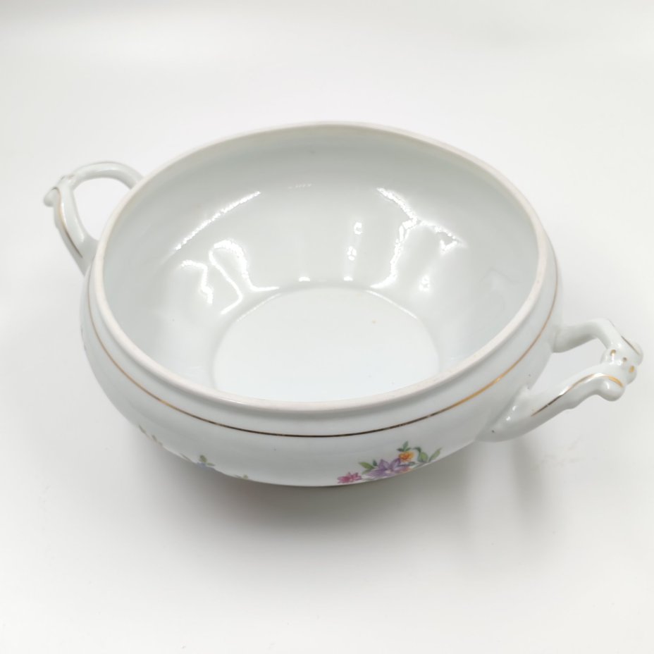 Супница (кашпо) с цветочным декором, фарфор, деколь, золочение, Tielsch Walbrzych, Польша, 1970-1990 гг.