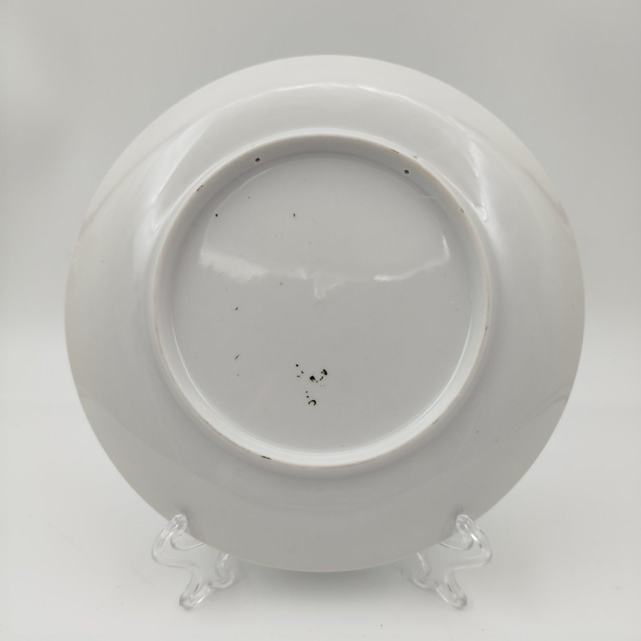 Тарелка декоративная настенная "Спаниель", фарфор, деколь, Дмитровский фарфоровый завод (ДФЗ Вербилки), СССР, 1965-1991 гг.