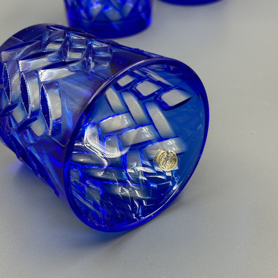 Набор роксов (стаканов) на 4 персоны с рельефным геометрическим декором, Cristal D'Arques Durand