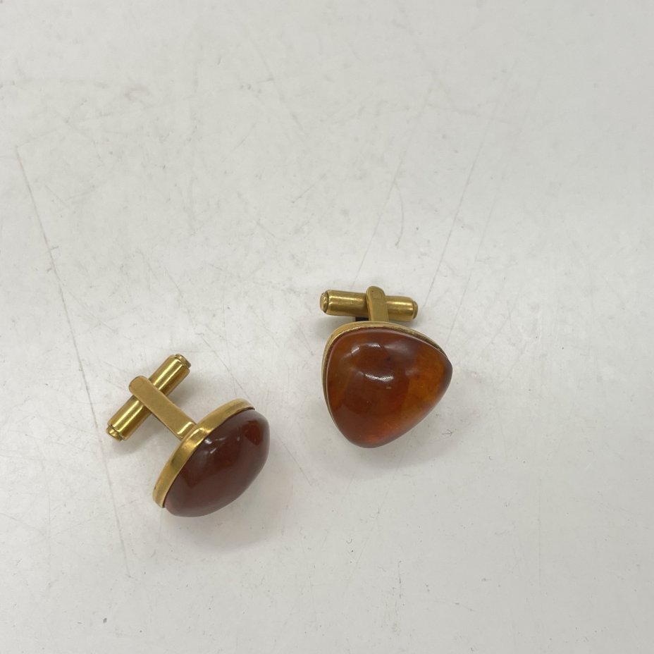 Запонки винтажные в янтарном оттенке