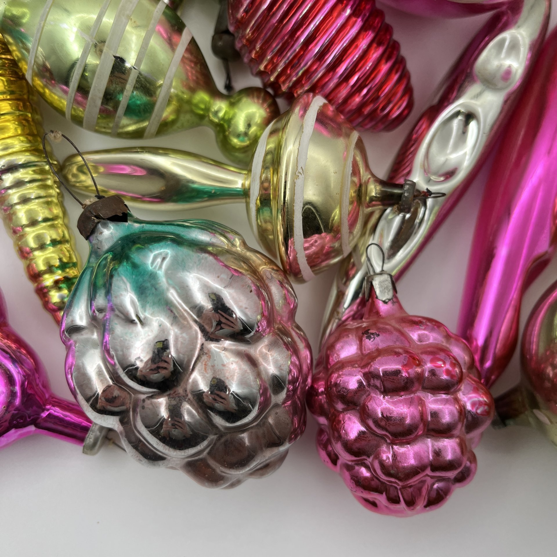 Набор винтажных ёлочных игрушек (30 шт.), стекло, роспись, СССР, 1950-1980 гг.