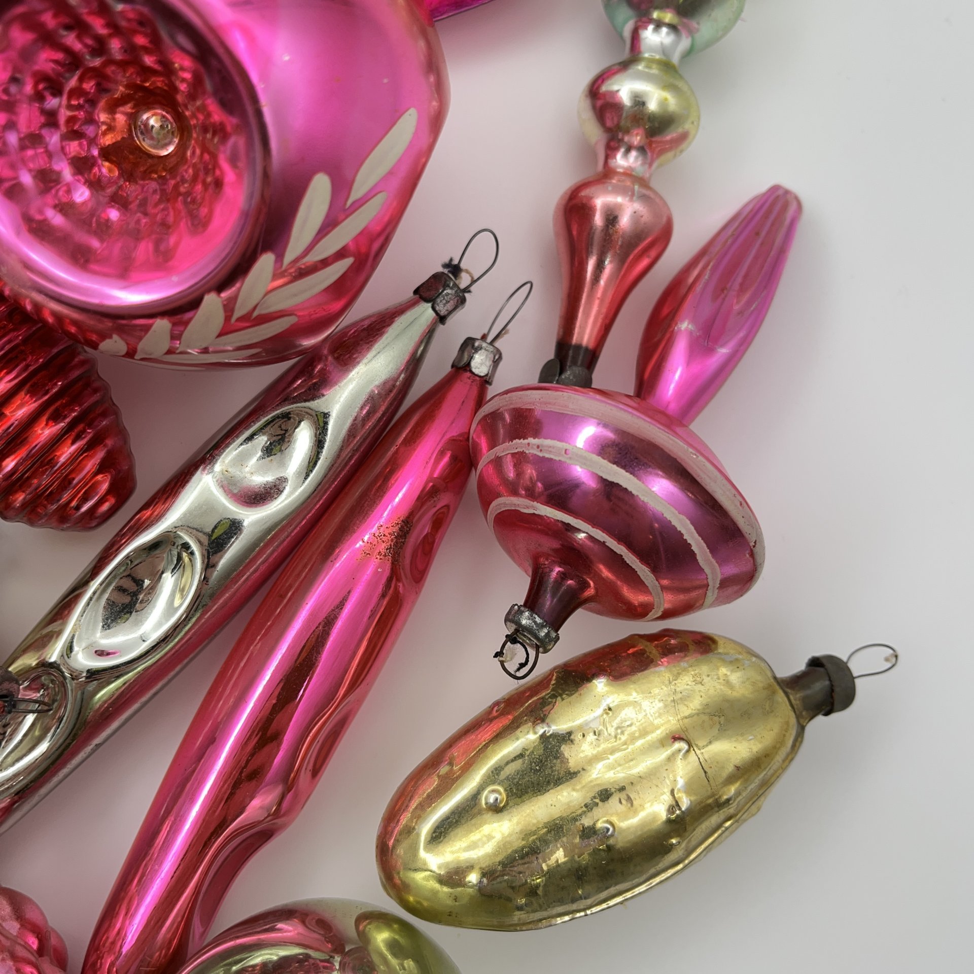 Набор винтажных ёлочных игрушек (30 шт.), стекло, роспись, СССР, 1950-1980 гг.