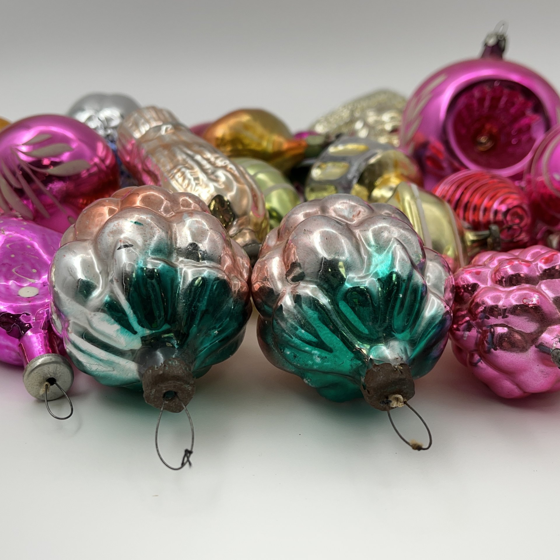 Набор винтажных ёлочных игрушек (30 шт.), стекло, роспись, СССР, 1950-1980 гг.