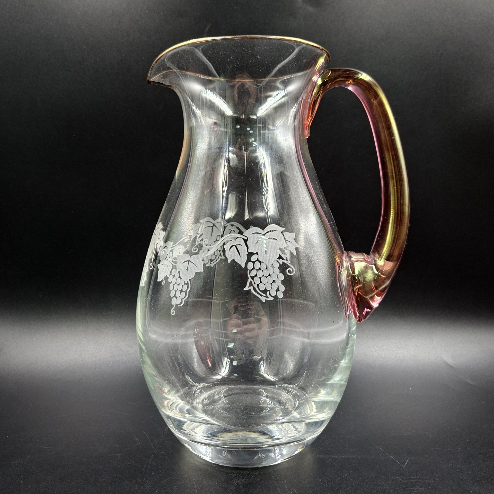 Кувшин "Лоза", фирма "Rona", стекло, люстр, золочение, Словакия, 2010-2025 гг.