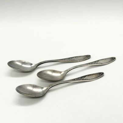 Набор из 3-х чайных ложек "Пламя", мНЦ (медь-никель-цинк), Кольчугинский завод цветных металлов, СССР, 1970-1990 гг.