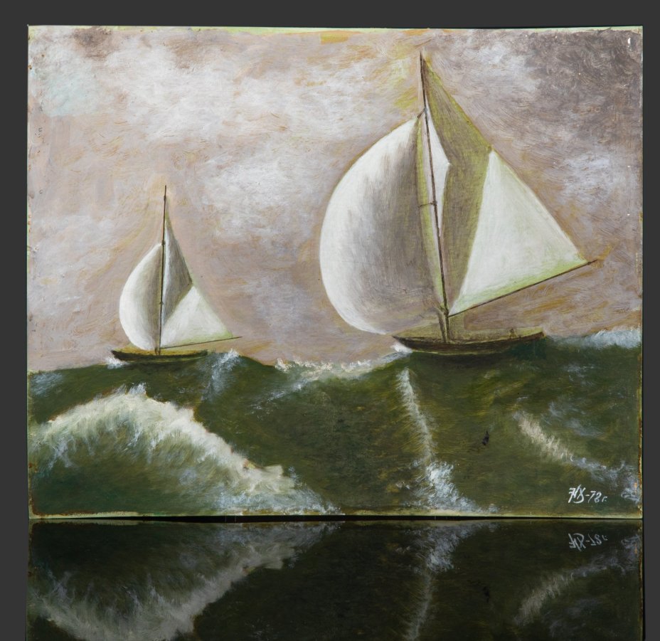 Картина "Парусники", картон, масло, СССР, 1978 г.