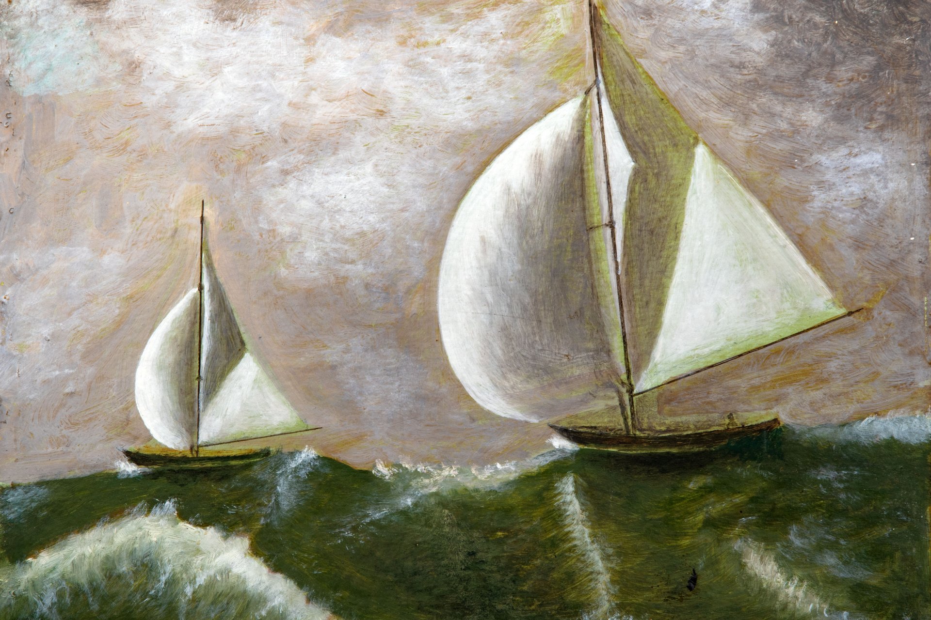 Картина "Парусники", картон, масло, СССР, 1978 г.
