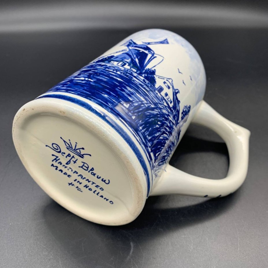 Пившая кружка с голландским пейзажем, Delfts Blauw