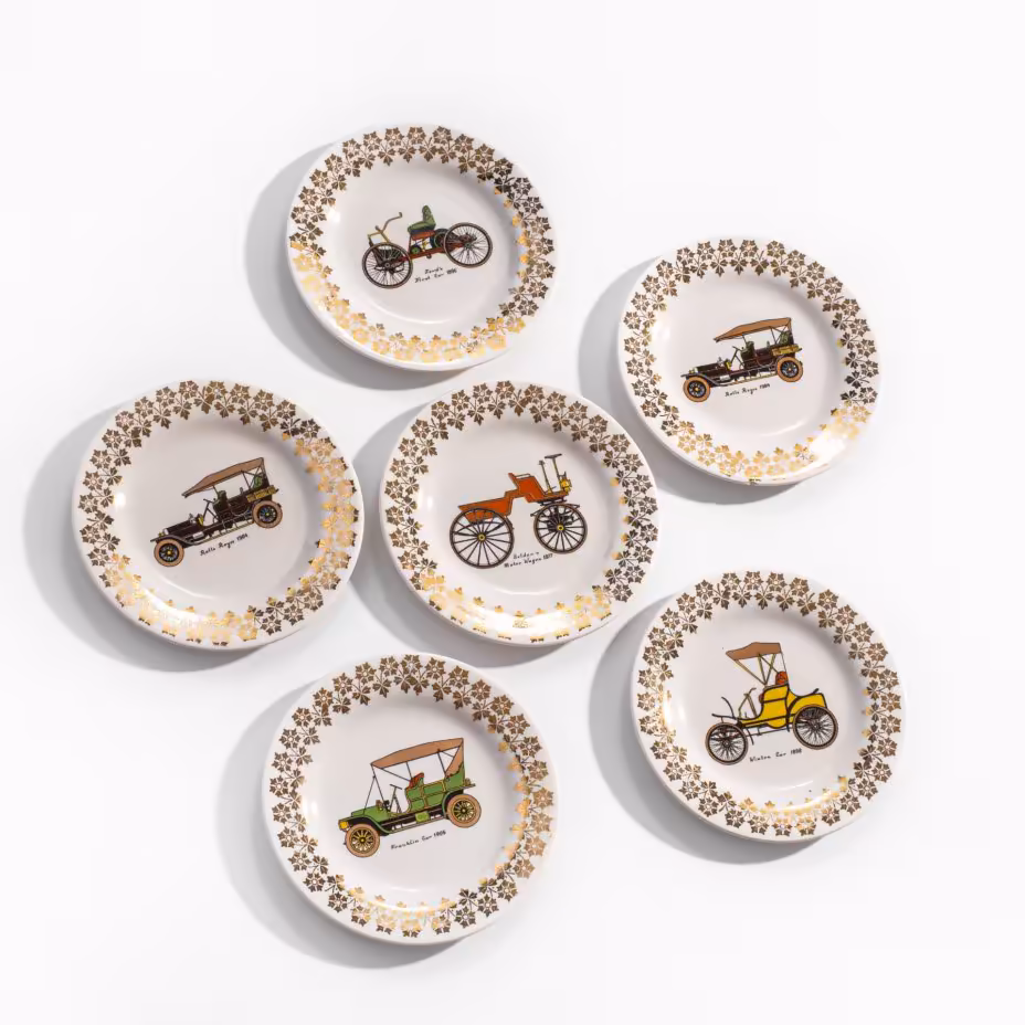 Набор из 6 сувенирных тарелочек "Ретроавтомобили", Staffordshire Teaset Co. Ltd