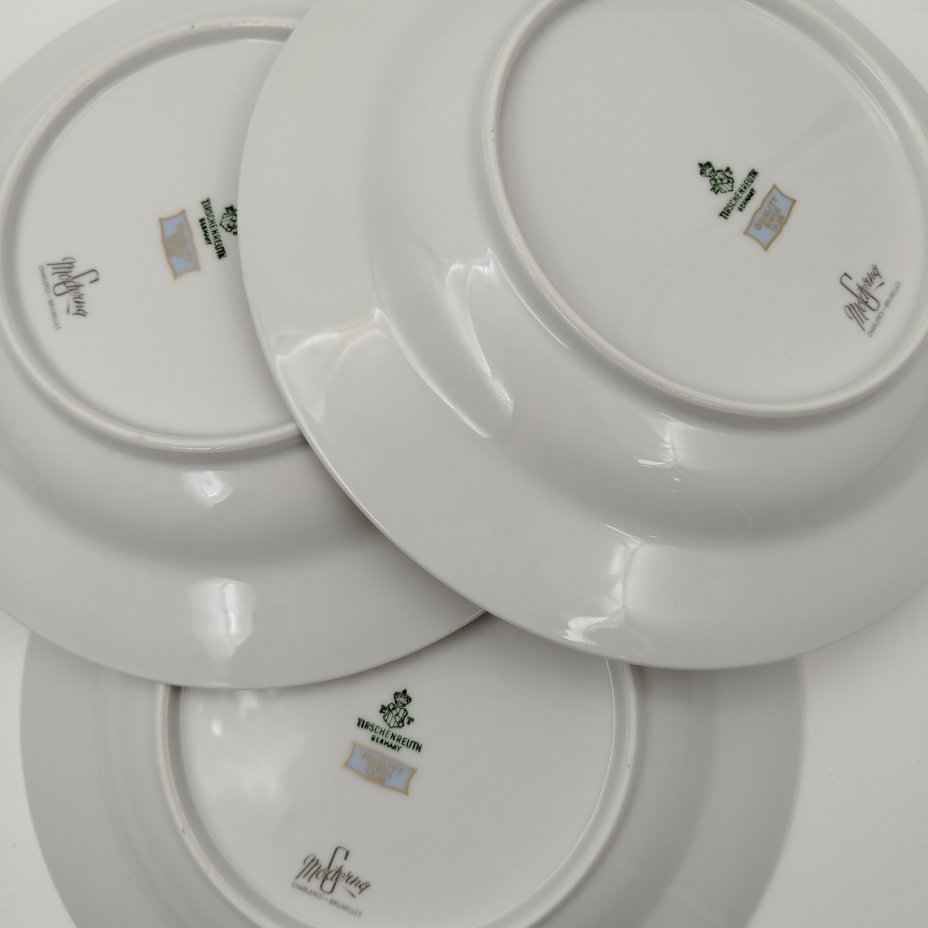 Набор глубоких (суповых) тарелок с растительным декором на 6 персон, серия "Charleroi-Bruxelles", фарфор, золочение, Tirschenreuth, Германия, 1969-1990 гг.