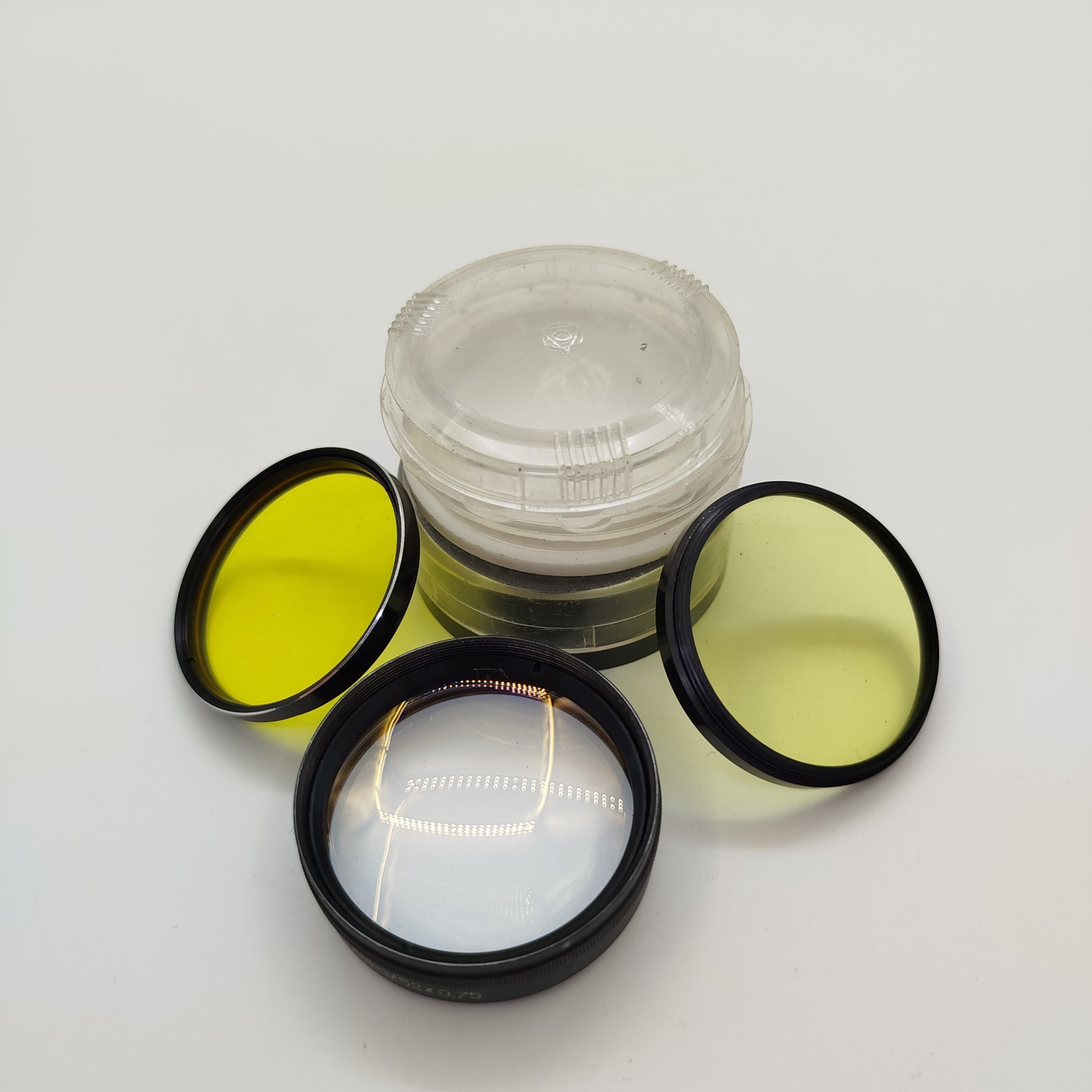 Набор из трех светофильтров в родных коробках, металл, стекло, пластик, Лыткаринский завод оптического стекла (ЛЗОС), СССР, 1970-1980 гг.