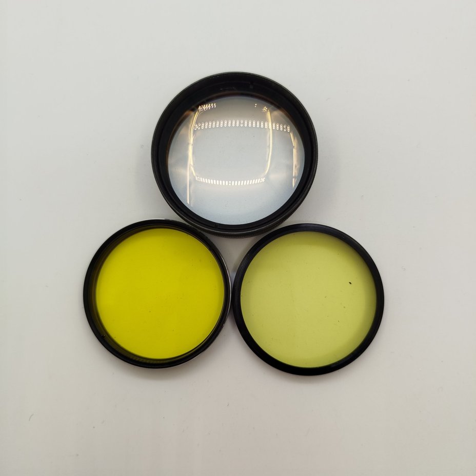 Набор из трех светофильтров в родных коробках, металл, стекло, пластик, Лыткаринский завод оптического стекла (ЛЗОС), СССР, 1970-1980 гг.