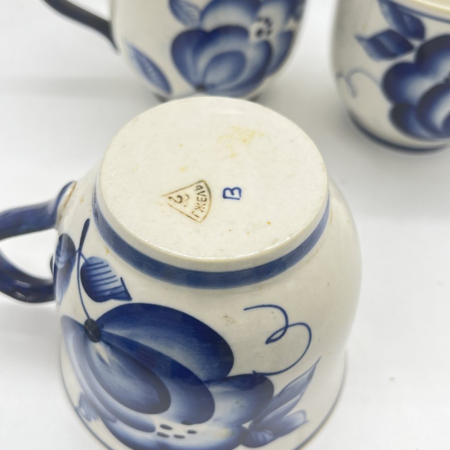 Набор из 3 чашек с расписным растительным декором