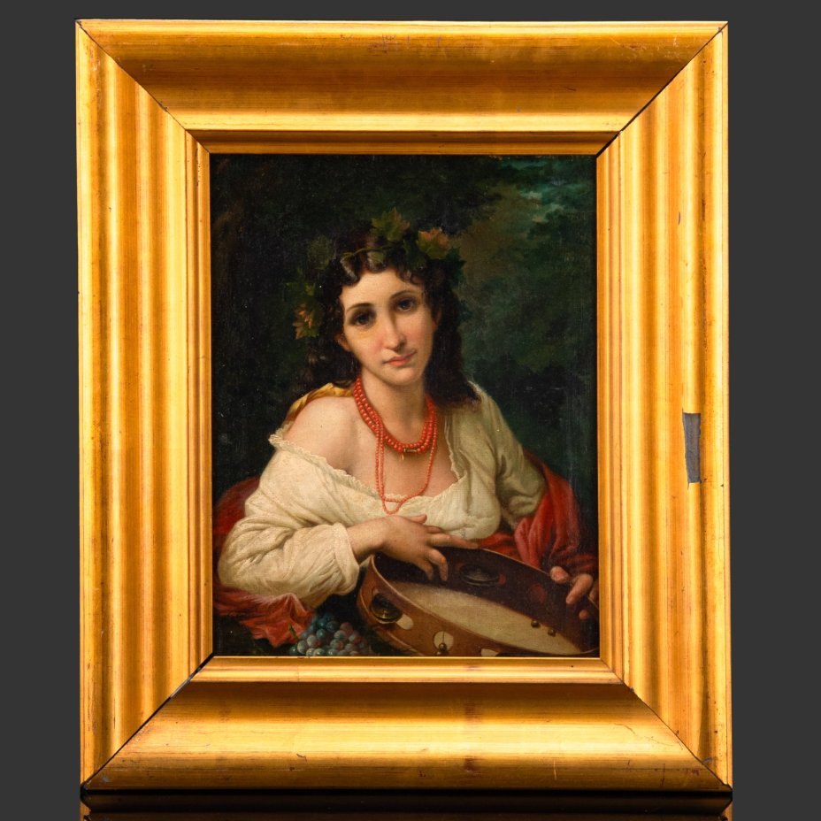 Картина "Портрет итальянки", по оригиналу Roberto Bompiani (Роберто Бомпиани), холст, масло, в раме, Западная Европа, 1910-1950 гг.