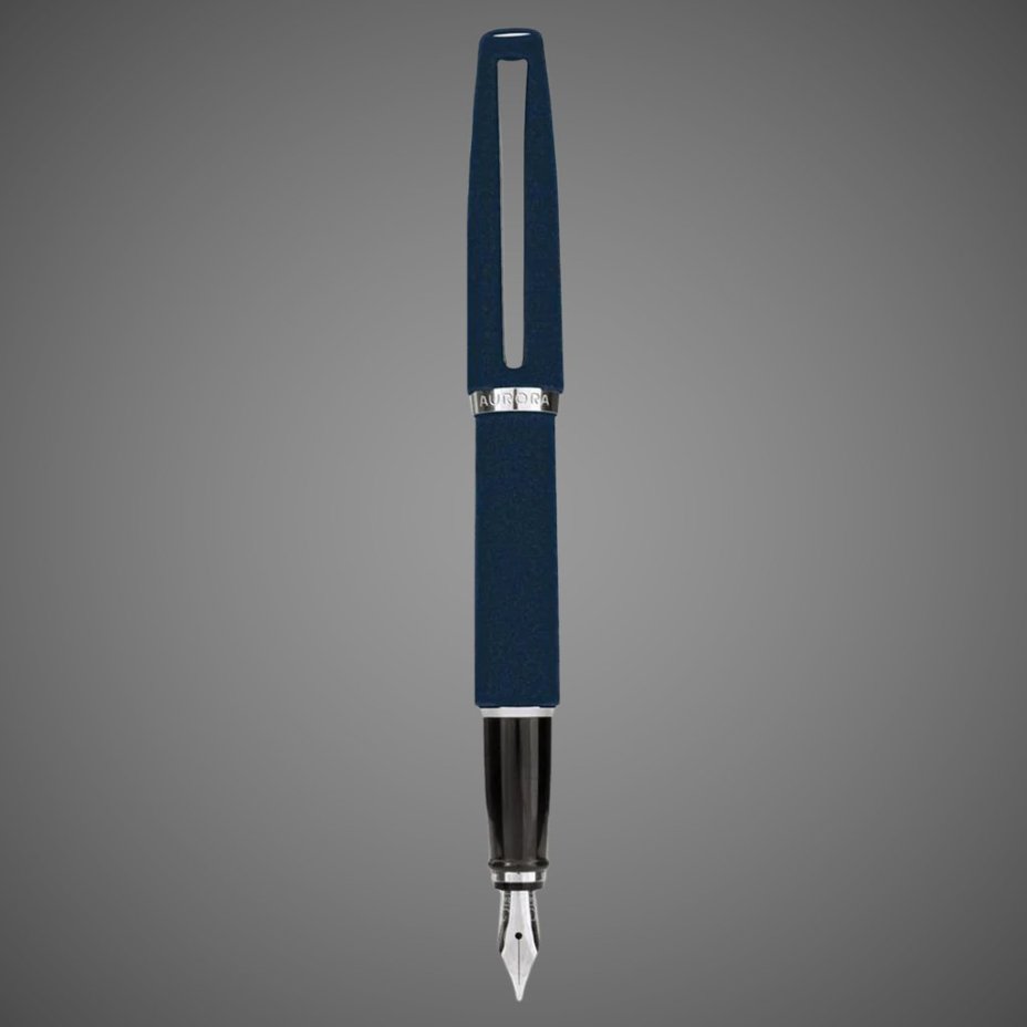 Перьевая ручка Aurora Style Velvet Blue CT, перо - F, в подарочной коробке, Материал ткани: бархат, велюр, хром