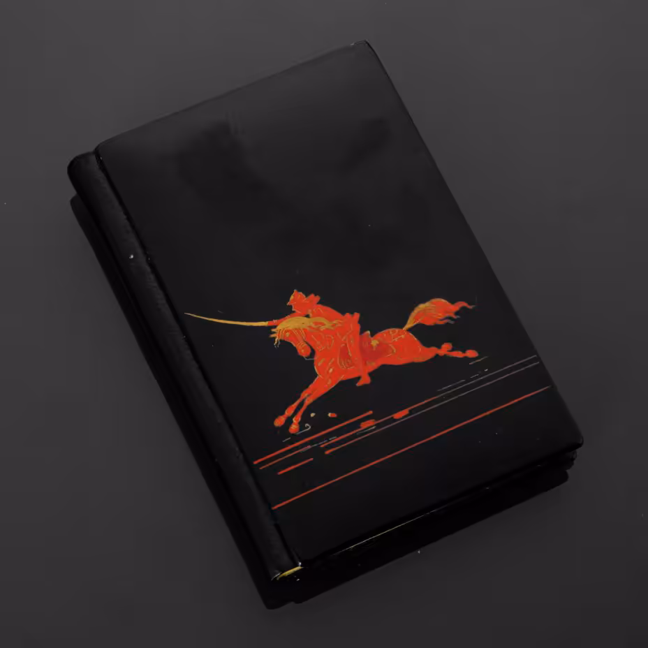 Записная книжка, украшенная лаковой миниатюрой "Красный всадник"