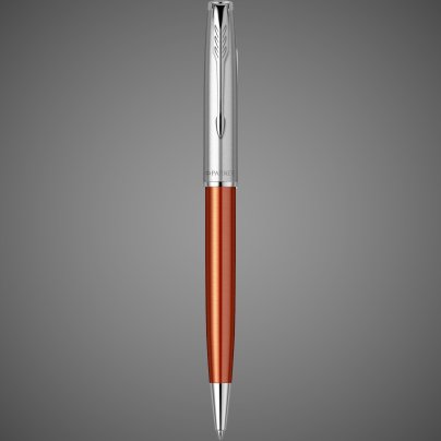 Шариковая ручка Parker Sonnet Essentials Orange SB Steel CT, цвет чернил black, стержень: M, в подарочной упаковке., Металлы: нержавеющая сталь, палладий