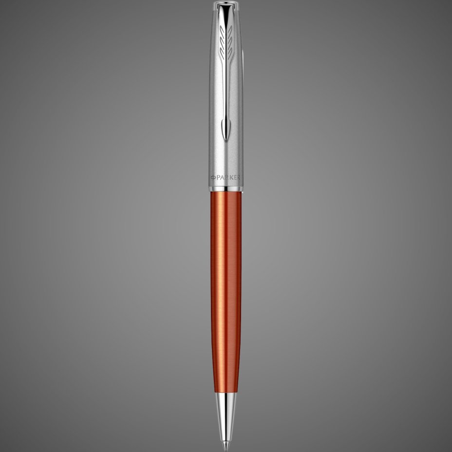 Шариковая ручка Parker Sonnet Essentials Orange SB Steel CT, цвет чернил black, стержень: M, в подарочной упаковке., Металлы: нержавеющая сталь, палладий