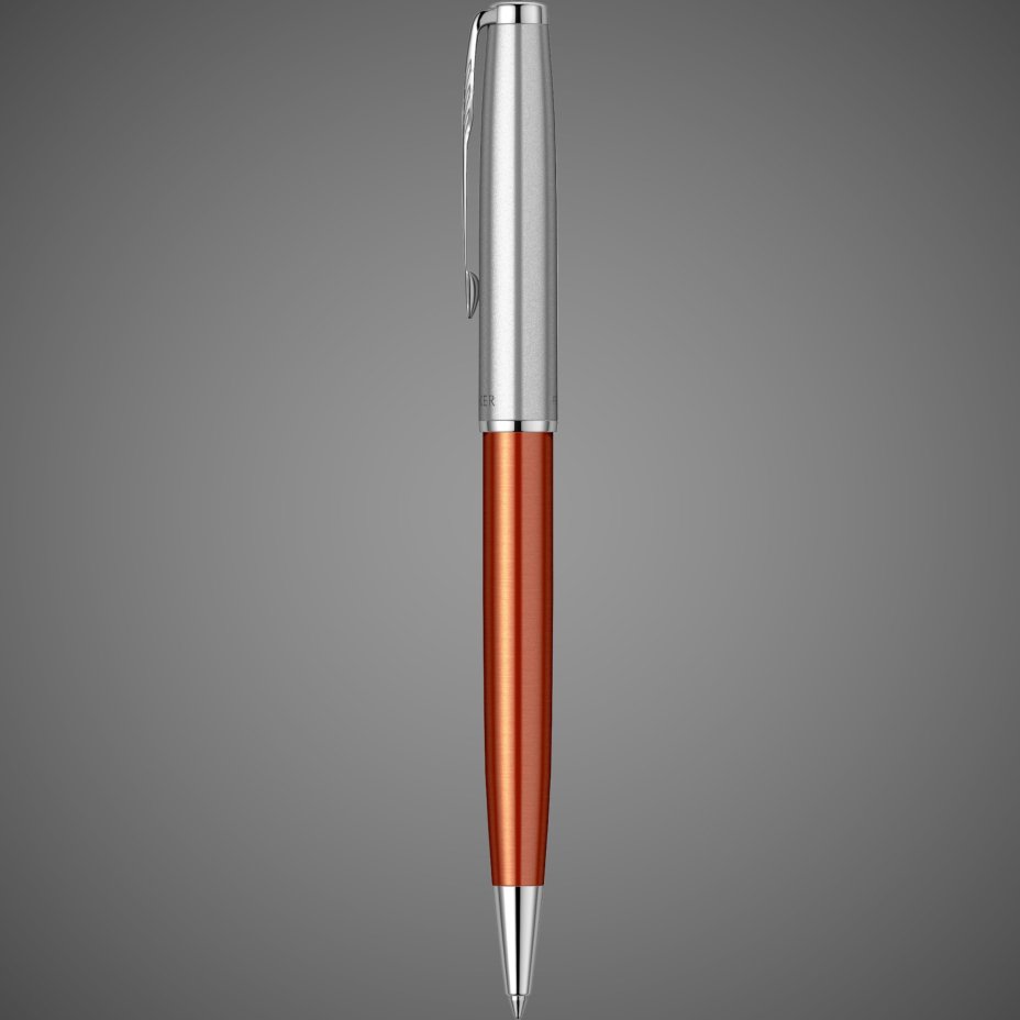 Шариковая ручка Parker Sonnet Essentials Orange SB Steel CT, цвет чернил black, стержень: M, в подарочной упаковке., Металлы: нержавеющая сталь, палладий