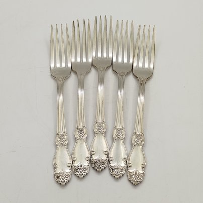 Набор из пяти вилок "Серебряная роза", мНЦ (медь-никель-цинк), Кольчугинский завод цветных металлов, СССР, 1960-1990 гг.